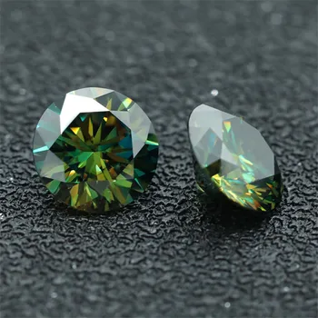 Šviesiai žalia Apvalios formos Puikios kokybės 1ct-6ct 1pcs DVVs Spalva Moissanites Diamond Individualų Juvelyrikos Žiedas
