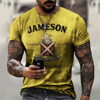 2021 Europos ir Amerikos pavasario ir vasaros naujų JAMESON spausdinti gatvės mados trumparankoviai marškinėliai vyriški laisvalaikio, sporto, T-shirt
