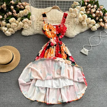 Kilimo ir tūpimo tako Stiliaus Moterys Vasarą Dresss 2021 Elegantiška Berankovė Spageti Dirželis Mygtukai Slim-line Šalies Švenčių Midi Suknelė Plius Dydis