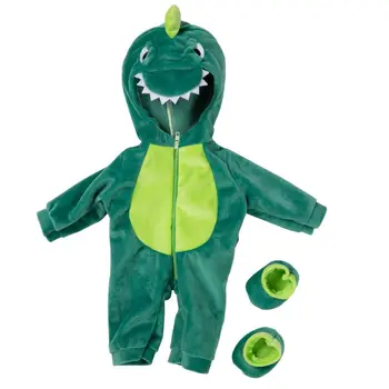 Lėlės Drabužių Priedai Žalias Dinozauras Dizainas Pliušinis Jumpsuit Tinka 18 colių 40cm-43cm Gimė Nauja Baby Kūdikio Gimtadienio Dovana
