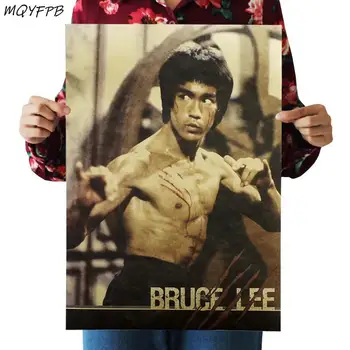 Įžymybė Bruce Lee Kraftpopieris Plakatas Šeimos Apdailos Siena Lipdukas Dovanų 50.5x35cm