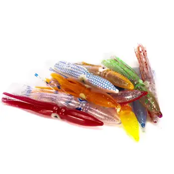 10 Vnt 1 Pak Atsitiktinių Spalvų Žvejybos Masalas 8cm Įvairių spalvų Mirksinčios Svarstyklės Bionic PVC Luya Masalas Didelis Galvos Kalmarai Minkštas Masalas Vietoje