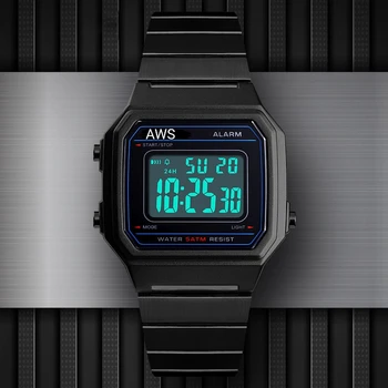 AWS Vyrų LED Skaitmeninio Sporto Laikrodžiai Vyrų Moterų Relogio Masculino Nerūdijančio Plieno Karinės Vandeniui Laikrodžius