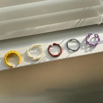 HUANZHI Naujos Mados Dizaino Candy Spalva Varva alyva Geometrinis Žiedai Ranka-dažytos Nereguliarus Žiedai Moterims, Šaliai, Papuošalai