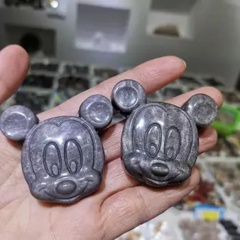 Natūralus sidabro obsidianas Akmens Iškirpti animaciją statulėlės obsidianas pelės kristalų Papuošalai