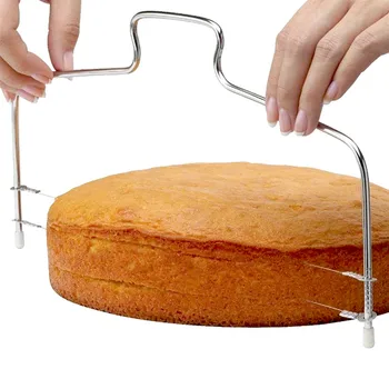 Nešiojamų 1PC Dviguba Linija Tortą Supjaustyti Slicer Aukščio Nerūdijančio Plieno Prietaiso Tortas Dekoravimo Pelėsių 