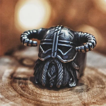 Šiaurės Stiliaus Vikingai Vyrų Žiedai Ragai Šalmas 
