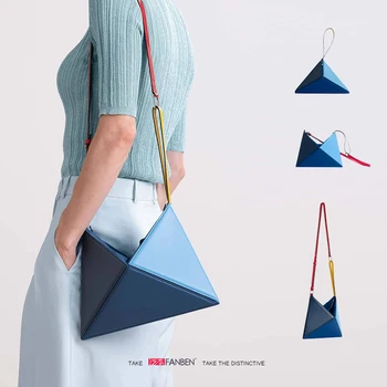 20 Naujas Turkų Stilius Ne-Mainstream Dizaino Multi-Funkcija Lankstymo Trikampio Spalvų Rankinės Vieno Peties Crossbody Krepšys