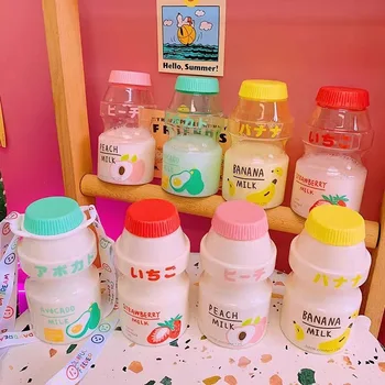 480ml Plastikinis Vandens Butelis Kelionių Gėrimo Butelis Yakult Forma Mielas Kawaii Pieno Dėžutės Shaker Butelį Kids/Girl/Suaugusiųjų