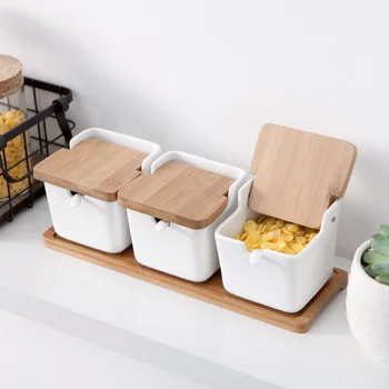 Buitinės keramikos prieskonių indeliai dėžės, virtuvės reikmenys salt shaker prieskonių box set