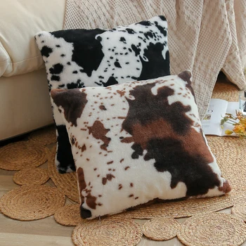 NAUJAS 2021 Pliušinis Karvė Modelis Pagalvėlė Padengti Juoda arba Balta Pillowcover Karšto Pardavimo Gyvūnų Šalies vidaus Apdailos Pagalvę Padengti