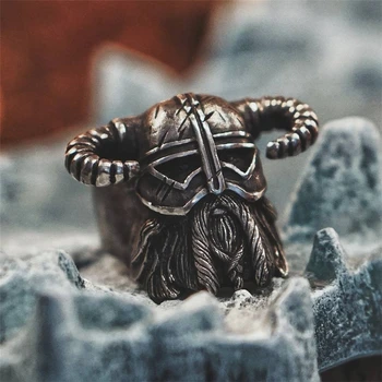 Šiaurės Stiliaus Vikingai Vyrų Žiedai Ragai Šalmas 