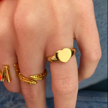 Širdies Žiedai Moterims, Nerūdijančio Plieno, Aukso Širdies Formos Pora Žiedus Vestuvių Žiedas Bižuterijos Jubiliejų Dovana Bijoux Femme