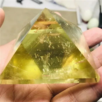 56-61mm Aukštos kokybės citrinas rašė kristalinis kvarcas Piramidės akmenys ir kristalai obeliskas taško Čakros Akmuo, Reiki Gydymo