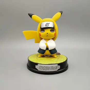 Anime Pokemon Pikachu COS Naruto Tenten Rock Lee Hyūga Neji GK 14CM Kilnojamojo Modelio Surinkimo Apdaila