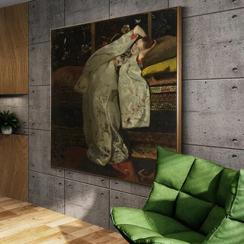 Mergina Baltas Kimono Sienos Menas Drobė Paveikslų George Hendrik Breitner Kopijos, Cuadros Nuotraukas Kambarį Dekoro