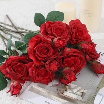 Rose Pink Silk Bijūnas Dirbtinių Gėlių Puokštė, Skirta Valentino Dienos Dovanas PASIDARYK pats 