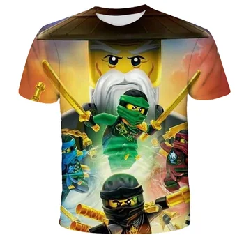 лего Ninjago Berniukai Viršūnes Mergaičių marškinėliai Anime, Drabužiai Vaikams, drabužiai 4T-14T Vaikai Ninjago Drabužius Atsitiktinis marškinėliai Berniukų Drabužiai