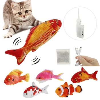Elektros Katė Žaislas 3D Žuvies USB Įkrovimo Modeliavimas Žuvų Interaktyvi Katė Žaislai Katėms Pet Žaislas katė prekes