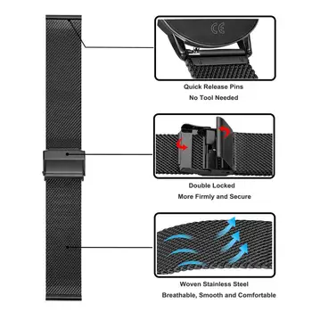 20MM Nerūdijančio Plieno Dirželis Xiaomi Huami Amazfit Pvp S U Lite/GTS 2 Mini/Haylou lS02 Smart Watch Band Garmin Vivoactive 3