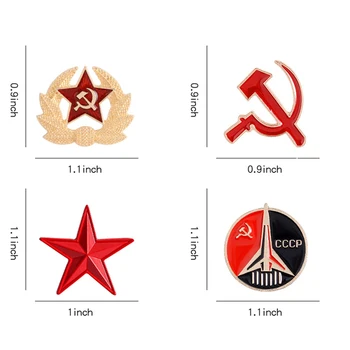 4pcs/set Retro SSRS Simbolis Emalio Pin Raudona Žvaigždė, Kūjis, Plaktukas Šaltojo Karo Sovietų CCCP Sagė Dovanų Piktograma, Ženklelis Atvartas Pin Kailio Kepurė