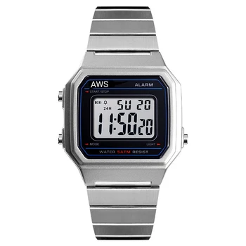 AWS Vyrų LED Skaitmeninio Sporto Laikrodžiai Vyrų Moterų Relogio Masculino Nerūdijančio Plieno Karinės Vandeniui Laikrodžius