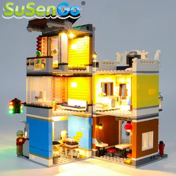 SuSenGo LED Šviesos rinkinys 31097 Kūrėjas Townhouse Pet Shop & Café , (Modelis Ne Komplekte)