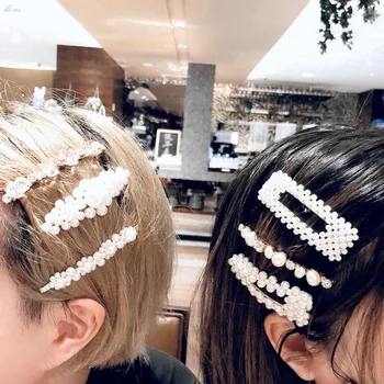 Mados Perlų Plaukų Įrašą Moterims, Elegantiškas korėjos Dizaino Snap Žiburių Stick Staigius Plaukų Formavimo Priedai